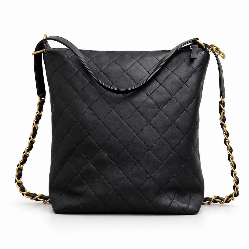 Quilted Hobo Shoulder Bag Calfskin Leather Slouchy Large Capacity Convertible Backpack Elegant Travel Top-Tier Designer Bag