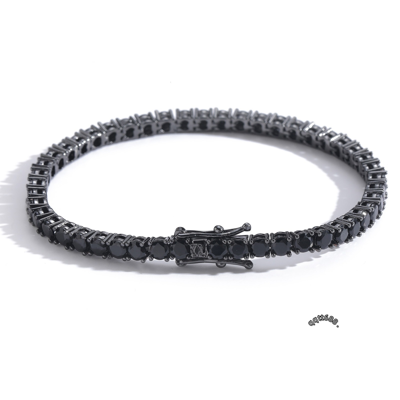 S925 Silver Black Tennis Women Bracelet VVS Iced Out Moissanite Diamond Bracelet Gold Plated 4mm Hip Hop Black Men Tennis Chain