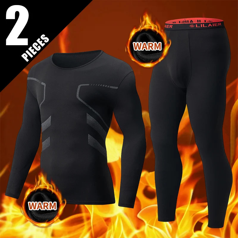 12piece Autumn And Winter Men's Fashionable Printed Casual Sports Underwear Set Cycling Running Plus Size Base Warm Suit 261012