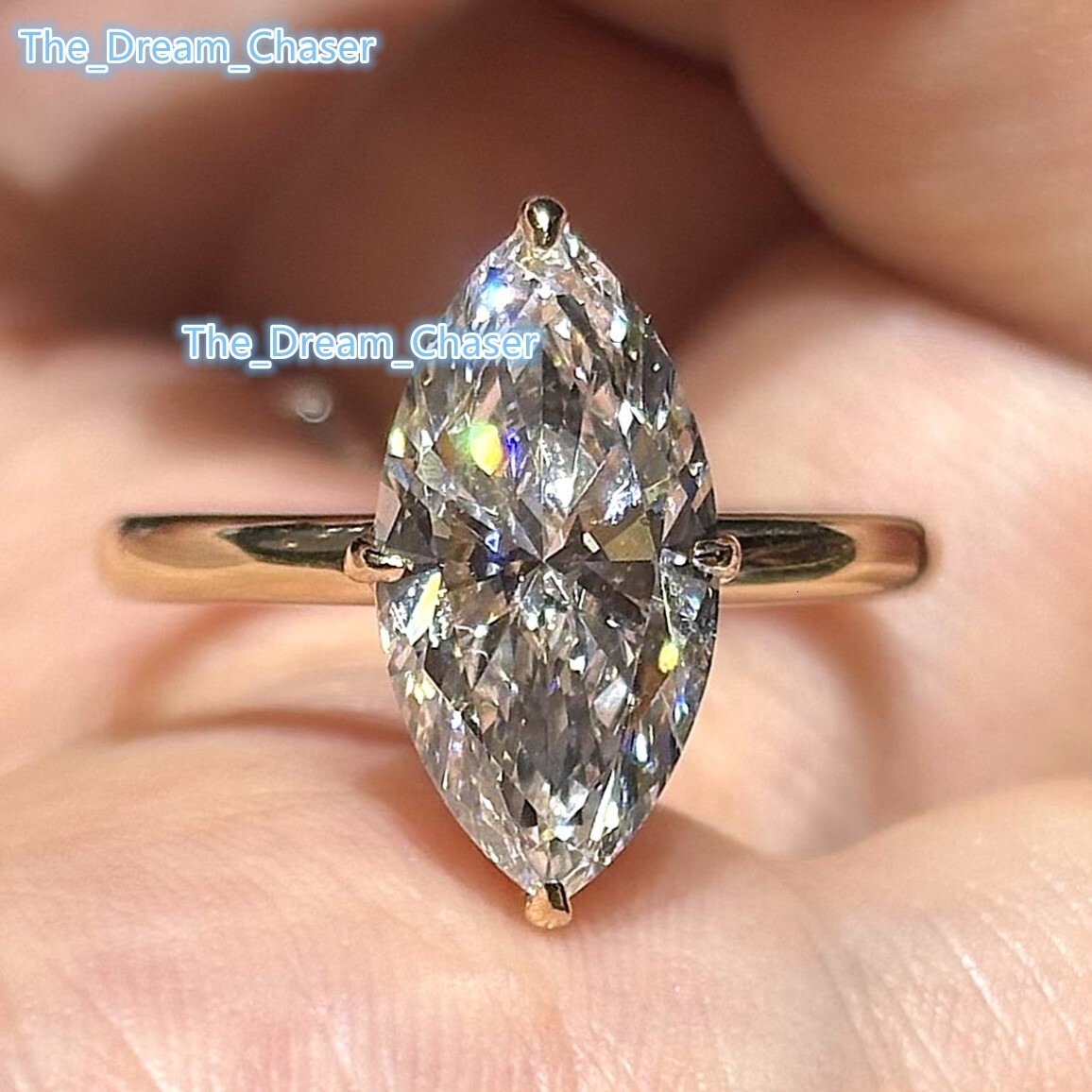 Vintage Inspired IGI Certified D-F Color VS VVS Clarity Marquise Lab Grown Diamond Ring Solid 18K Gold Solitaire Engagement Ring