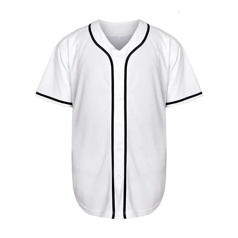 T-Shirts New 2024 Summer Men's Men's Baseball Shirt Short Sleeve Hip Hop Loose Baseball Jerseys For Men Uniform White BlackW261017