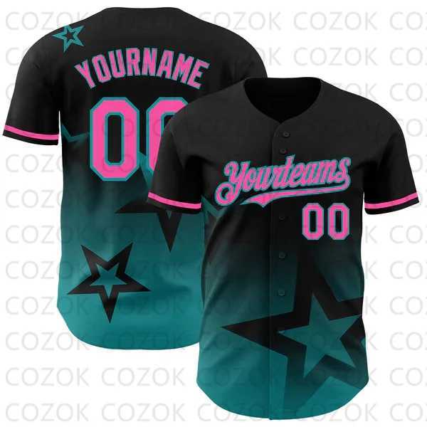 T-Shirts Custom Star Black Men's Pattern Baseball Men and Women Shirt 3D Printed Shirt Team Shirts Hip Hop Unisex TopsW261017