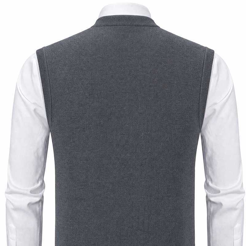Men's Men's Size Vests US V-Neck Sweater Vest Solid Color Business Casual Dress Pullover VestsW261017