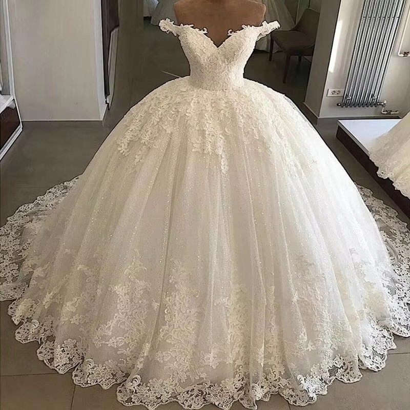 Vintage Casamento Wedding Dress Off Shoulder Lace Appliques Sleeves Sweetheart Corset Bodice Bridal Gown Vestido De Novia Robe De Mariee
