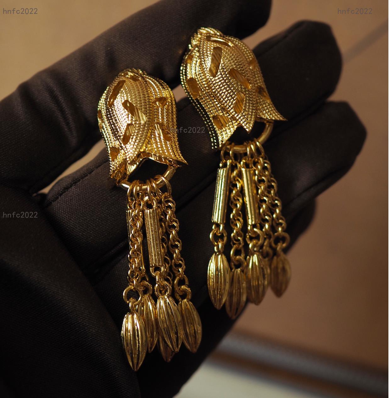 New Designed women luxury Hang Earrings Hollow Lily tassel Monet Cai Earring Ear studs copper plated gold luxury Designer Jewelry