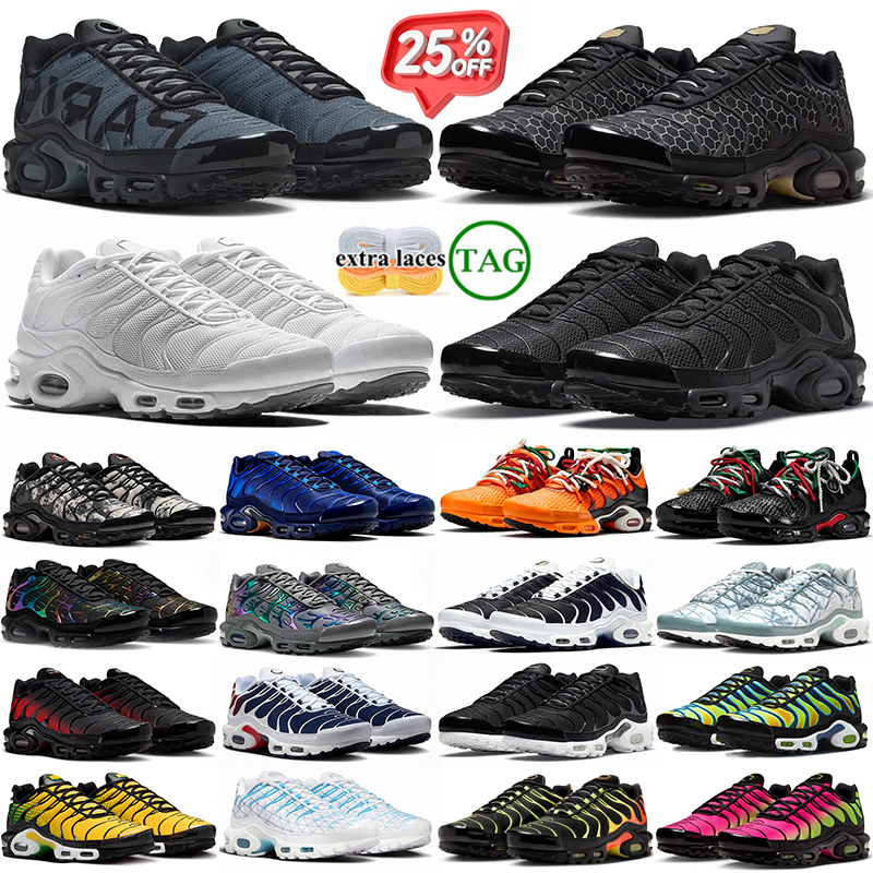 tn tns plus running shoes men women designer sneakers breathable mesh trainers classic sports shoe comfortable runner Black Red Blue
