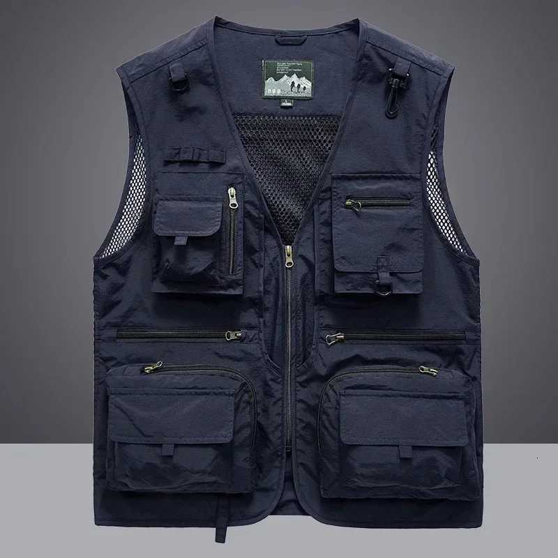Summer Men's Vests Men New Unloading Vest Casual Men's Photographer Waistcoat Mesh Work Sleeveless Jacket Tools Pocket Vest 6XLW261017