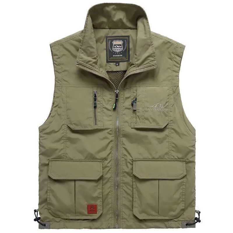 Vests Summer Men Outdoor Men's Large Pockets Cargo Vests Photography Sleeveless Jackets Thin Mesh Breathable Waistcoats Male Casual Vests 6XW26