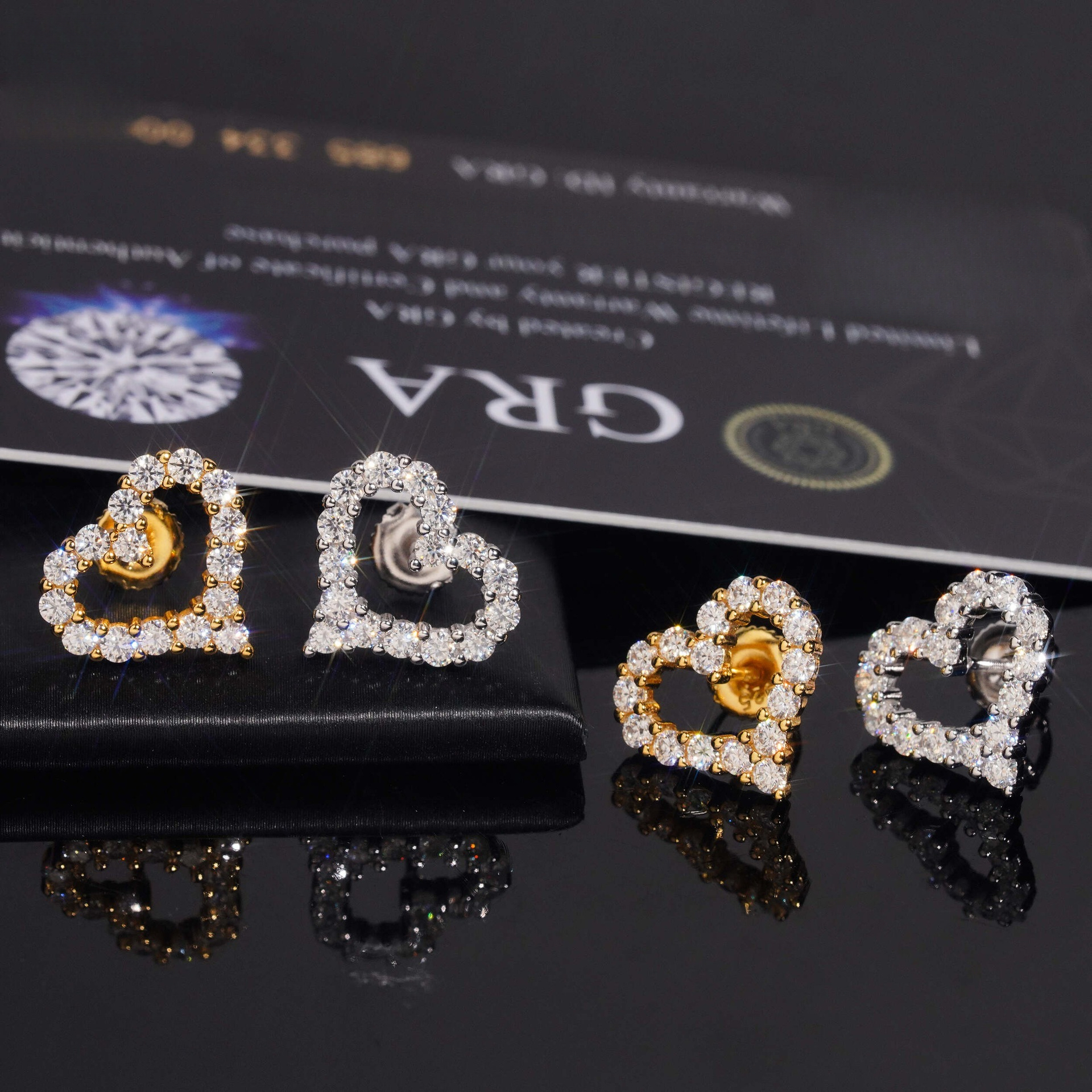 Hollow Heart-Shaped Unique New Earrings S925 Silver Inlaid with VVS Moissanite Minimalist Jewelry