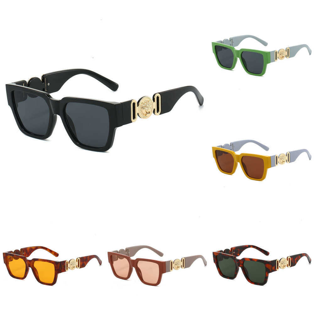 Fashion High-Grade Designer Sunglasses 2025 New Square Personality Lion Head Large Frame Export Hot Style Color-Block Fashion Sunglasses For Men And