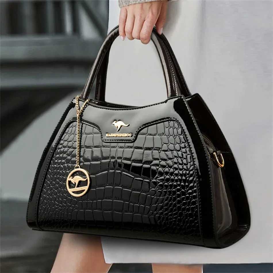 Evening Bags Patent Leather Handbags for Women Designer Crocodile Pattern Women's Shoulder Crossbody Bag Hobos Ladies Messenger Stone H261016