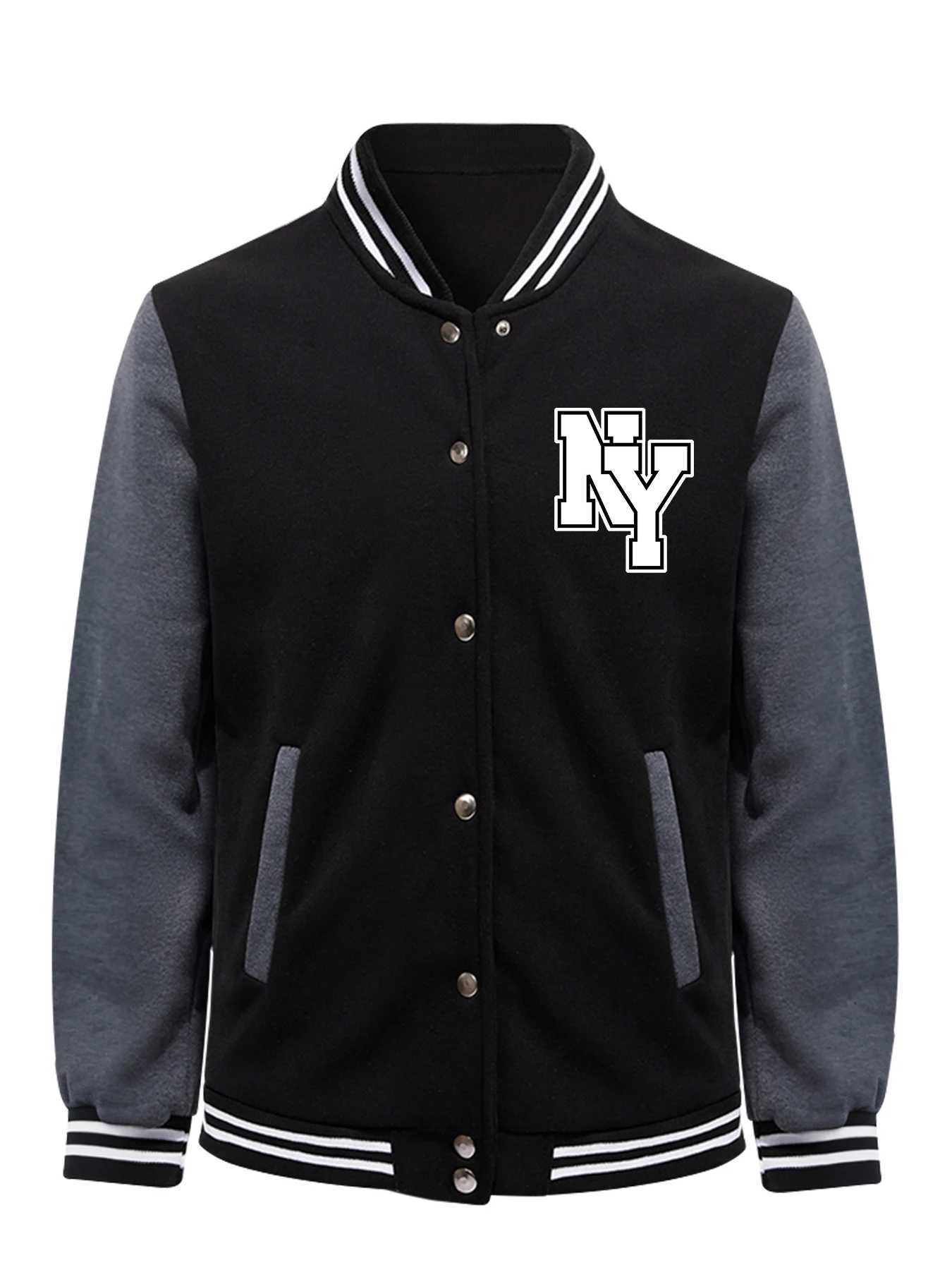 City Men's York Jackets New Art Letters Prints Baseball Jackets Men Fleece Loose Streetwear Fashion Y2K Fashion Casual Tops ManW261017
