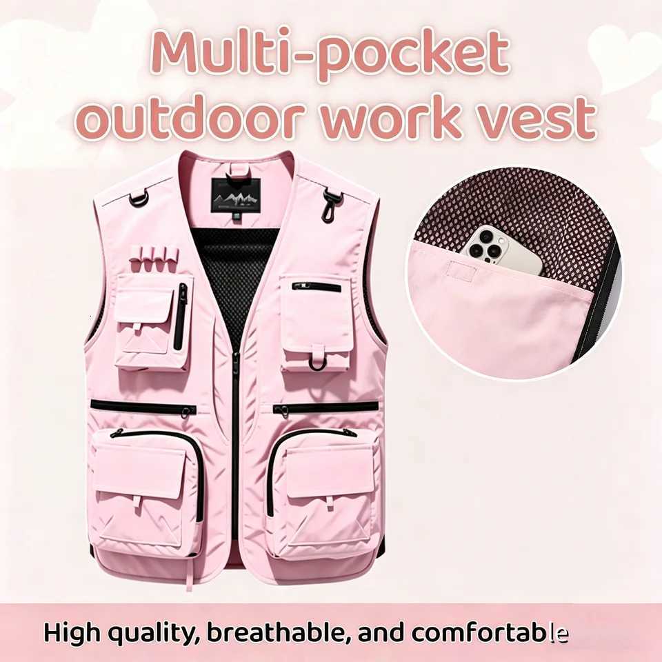 Men Men's Vests 6XL plus Multi Pockets Vest Men's New Breathable Outdoor Fishing Vest Quality Design Leisure Male JacketW261017