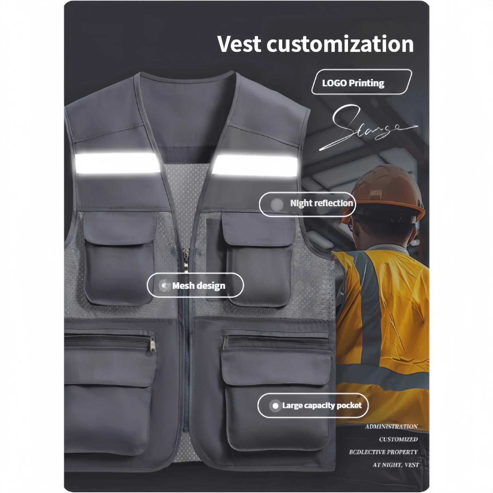 Breathable Men's Vests Multiple Pockets Vest Customizable Business Suit Vest For Outdoor Volunteers Photography WorkwearW261017