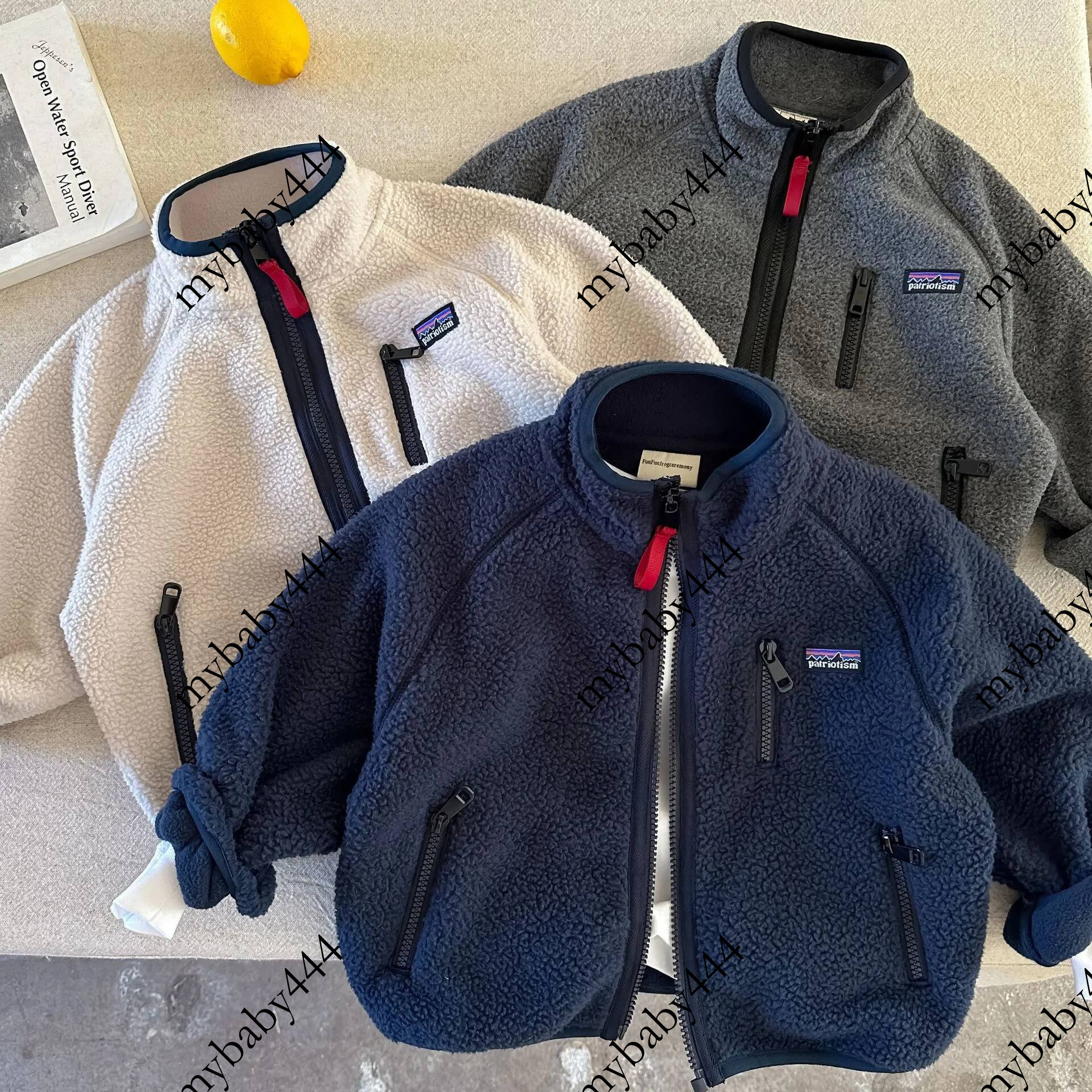 Patriotism Kids Fleece Cotton Jacket Winter New Stock Baby Boys u0026 Girls Cute Sherpa Lined Coat w/Kangaroo Pockets Unisex Toddler Outerwear