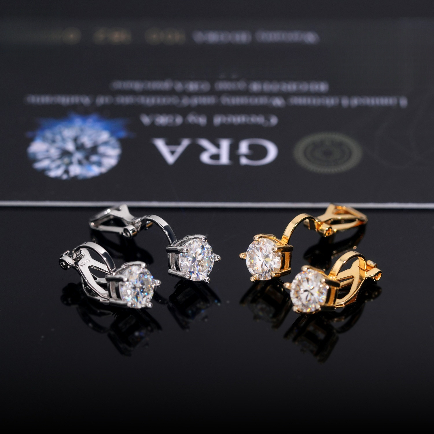 six-prong ear clip 6.5mm round VVS moissanite S925 silver material personalized jewelry direct from Europe and America