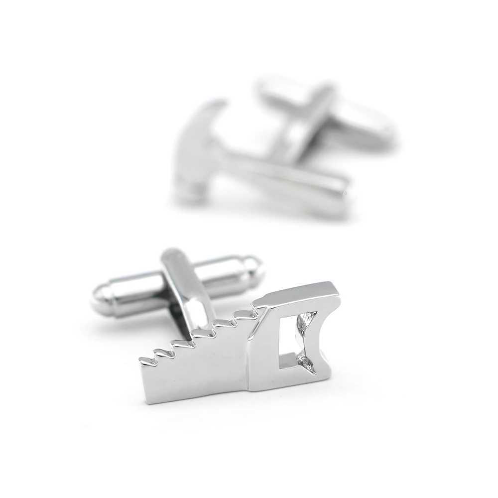 Arrival Cuff Links Tool New Cuff Links Silver Color Brass Material Hammer Saw Design Men's Designer Cufflinks Free ShippingW261017