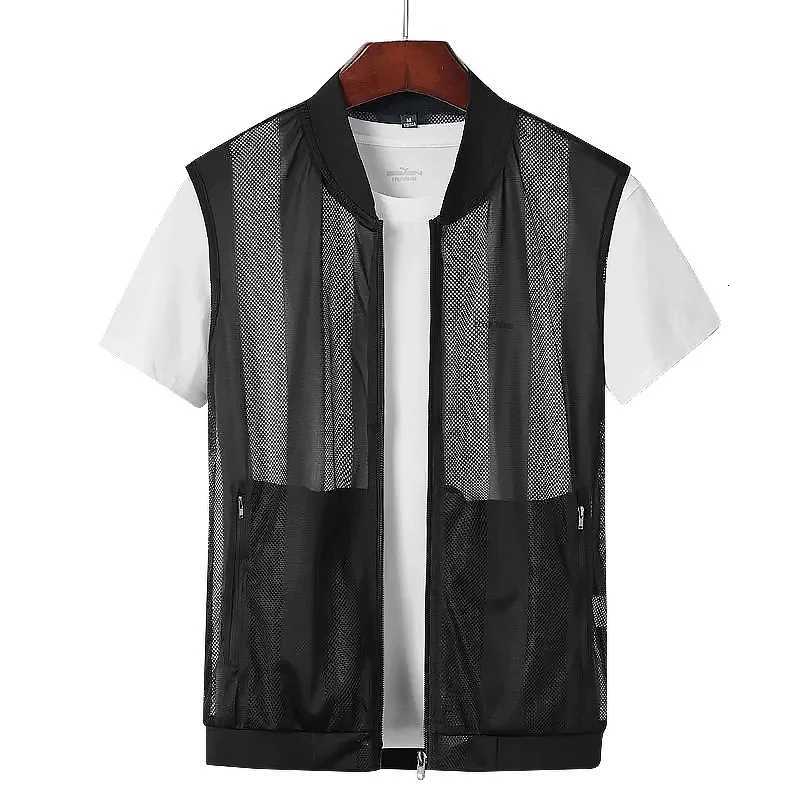 Men's-Summer-Jacket-Mesh-Stand-Collar-Vest-Out-Multi-Pocket-Breathable-Cool-Outdoor-Work-Fishing-Men's-Lightweight-Vest-Sports Men's