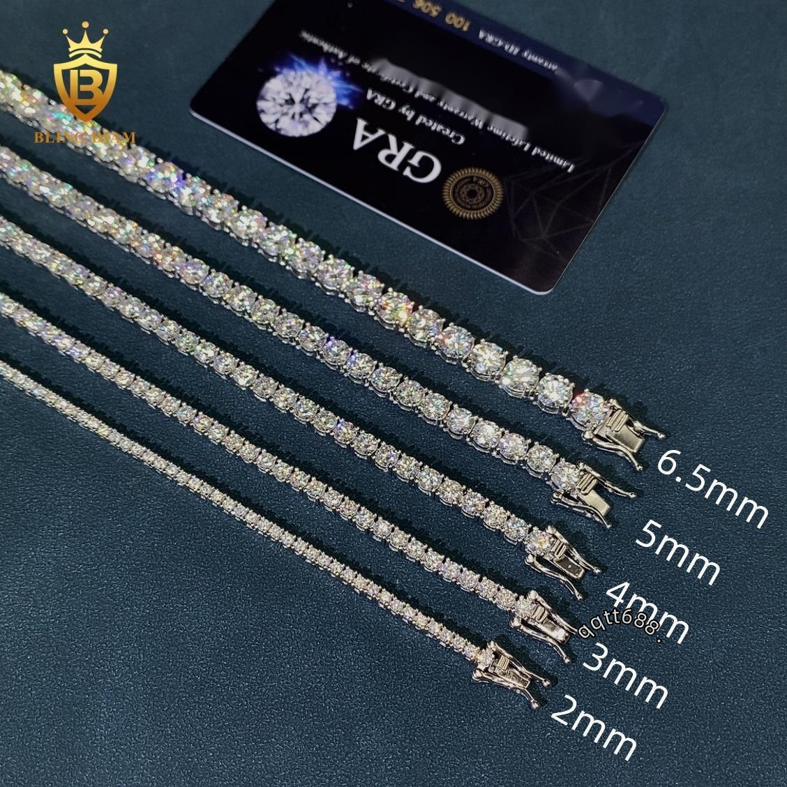 Wholesale 2-65mm Tennis Chain 925 Silver Moissanite Chain Tennis Bracelet VVS Round Moissanite Bracelets Fine Jewelry Men Women