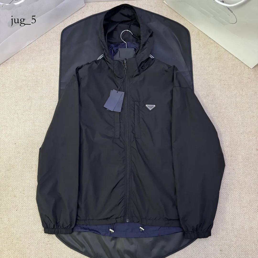 pradmen jacket High quality designer men's nylon hooded double sided wearing triangle micro label design windproof needle sportswear jacket 691