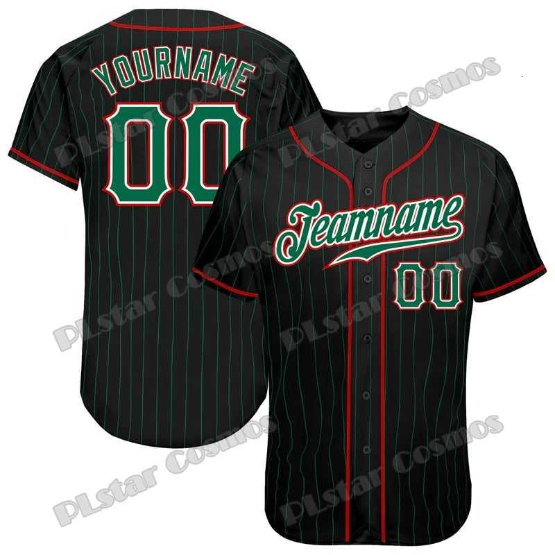 Shirts Men's Casual T-Shirts Men's Black Kelly Green-Red Mexico Pattern Custom Name 3D Printed Fashion Men's Baseball Casual Hip Hop