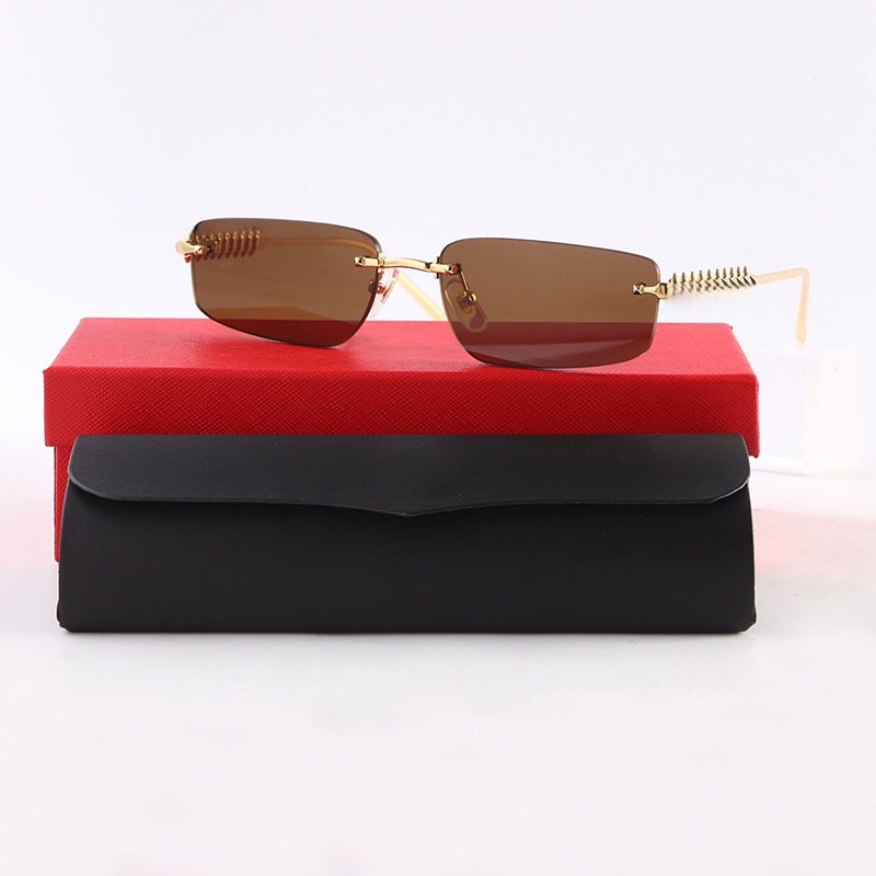 Women Small Retro Rimless Sunglasses For Brand Designer Ladies Summer Leopard Head Eyewear Fashion Travel For Sun Glasses UV400 Fashion Sunglasses