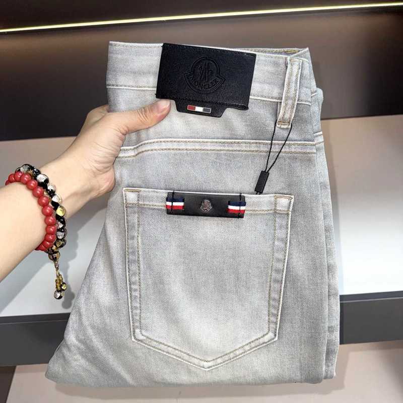designer Men's Jeans Cute Monkey European-style men jeans, all-season gray, stretchy, washed, slim-fit, straight-leg, casual men trousers GV81
