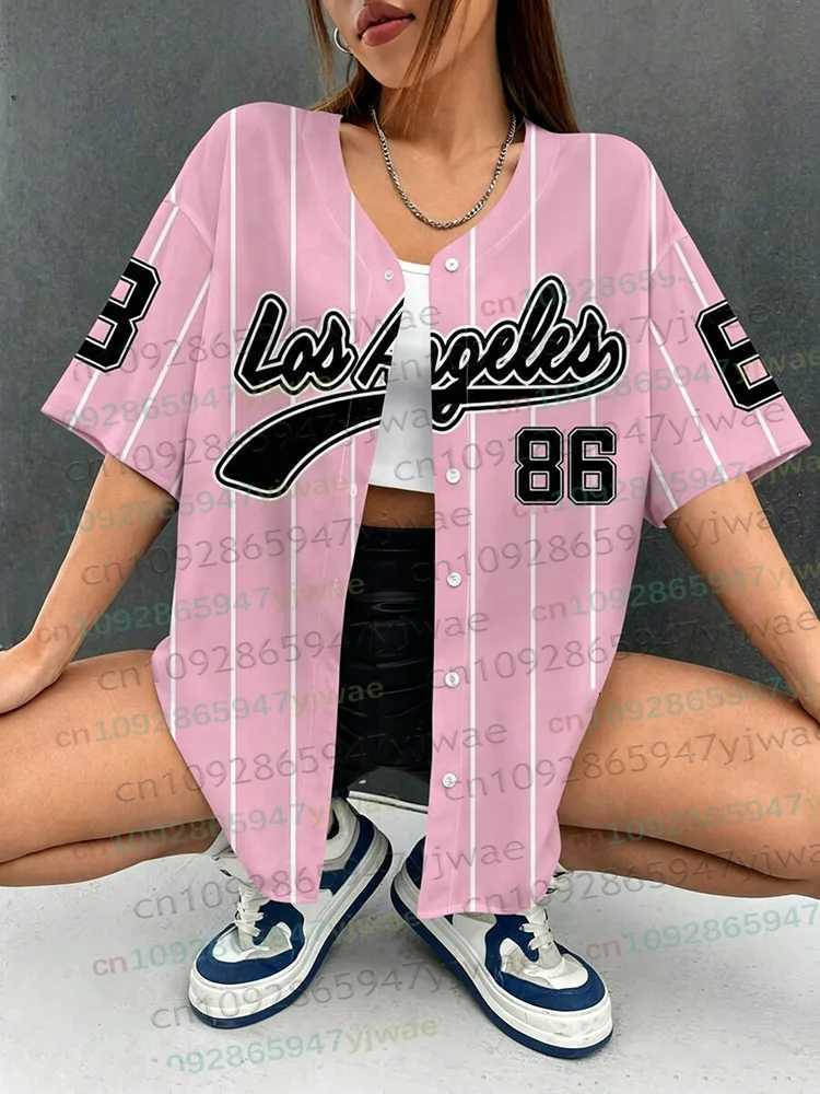 T-Shirts Summer Los Angeles Men's 86 Stripe 3D Print Streetwear Baseball Shirt For WomenMen Hip Hop Sport Oversize Beach Unisex BaseballW261017