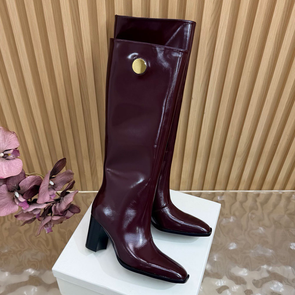 Leather Boots Womens Luxury Designer Knee High Boot Fashion Refined Boots Retro Style Autumn Winter Boots Comfort Casual Knight Boots Leather Lining