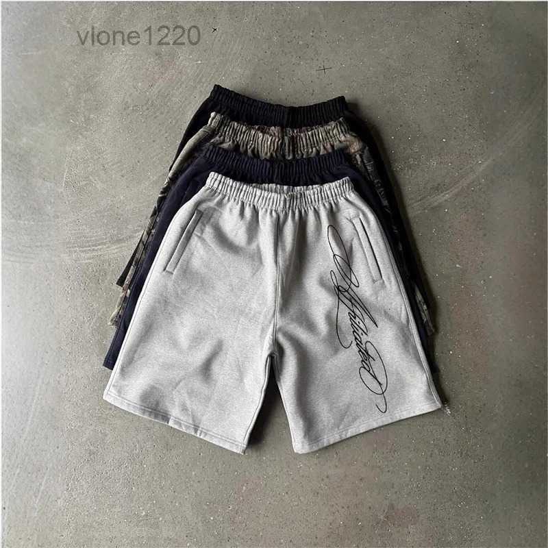 Summer Black Grey Navy Camo Signature Print Drawstring Waist Daily Gym Loose Casual Trendy Y2K Streetwear Mens Sweat Shorts 260422