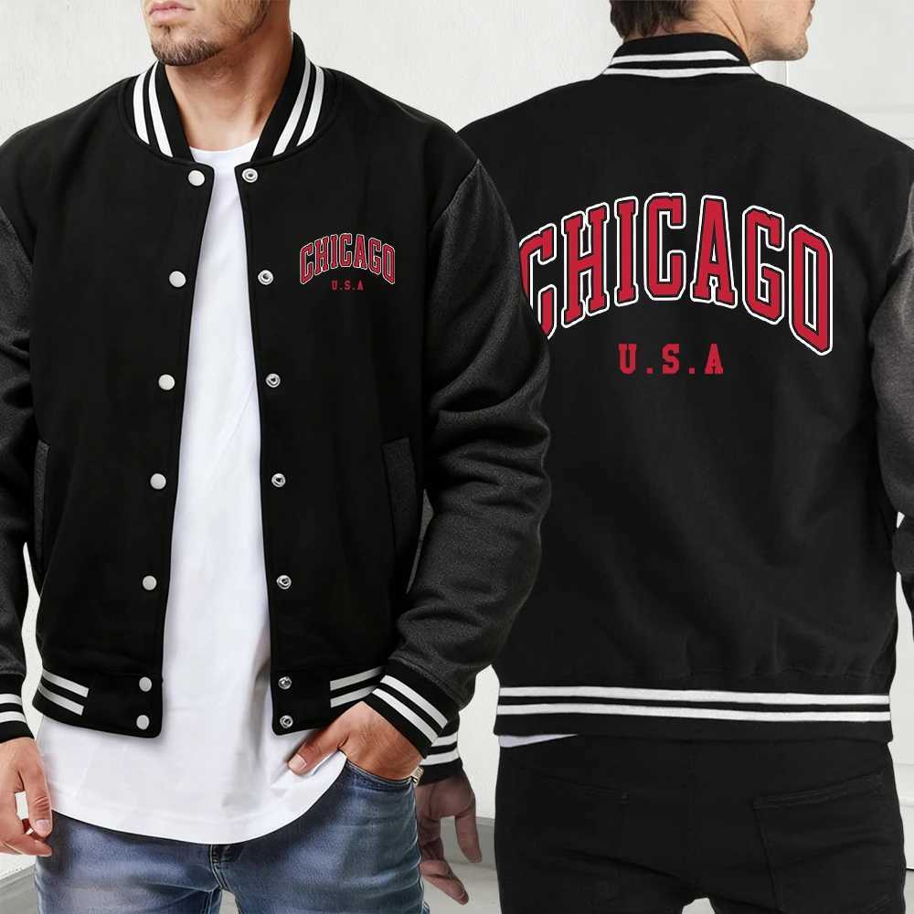 Jackets Ciao Bella Italia Men's Letter Creative Print Men'S Baseball Uniform Loose Street Jackets Sport Pocket Veste Vintage Casual Menswe