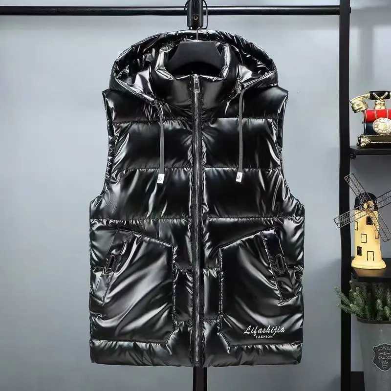 Down Men's Witner Vests Autumn Cotton Vest Men Black Gold Silver Sleeveless Jacket Slim Casual Hooded Vest Warm Man Vest WaistcoatW261017