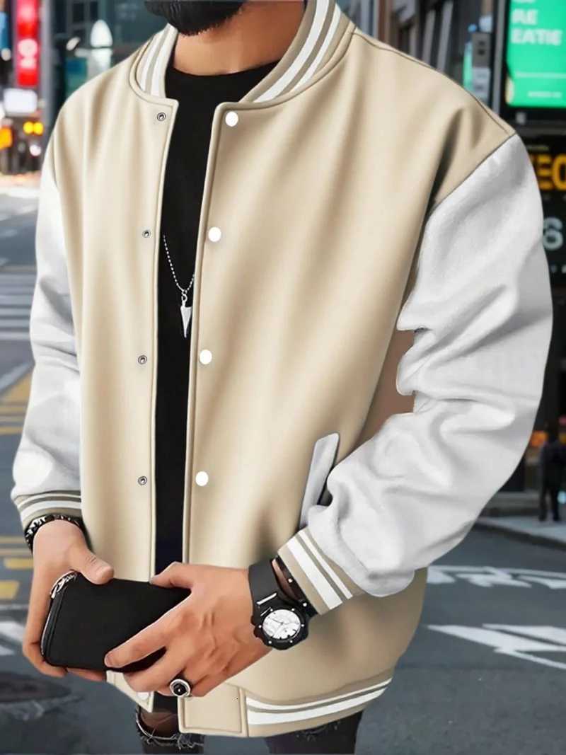 Men's Men's Jackets Classic Autumn Baseball Jacket Casual Spliced Button Up Baseball Clothes Men Women Loose Baseball Uniform Street CoatW