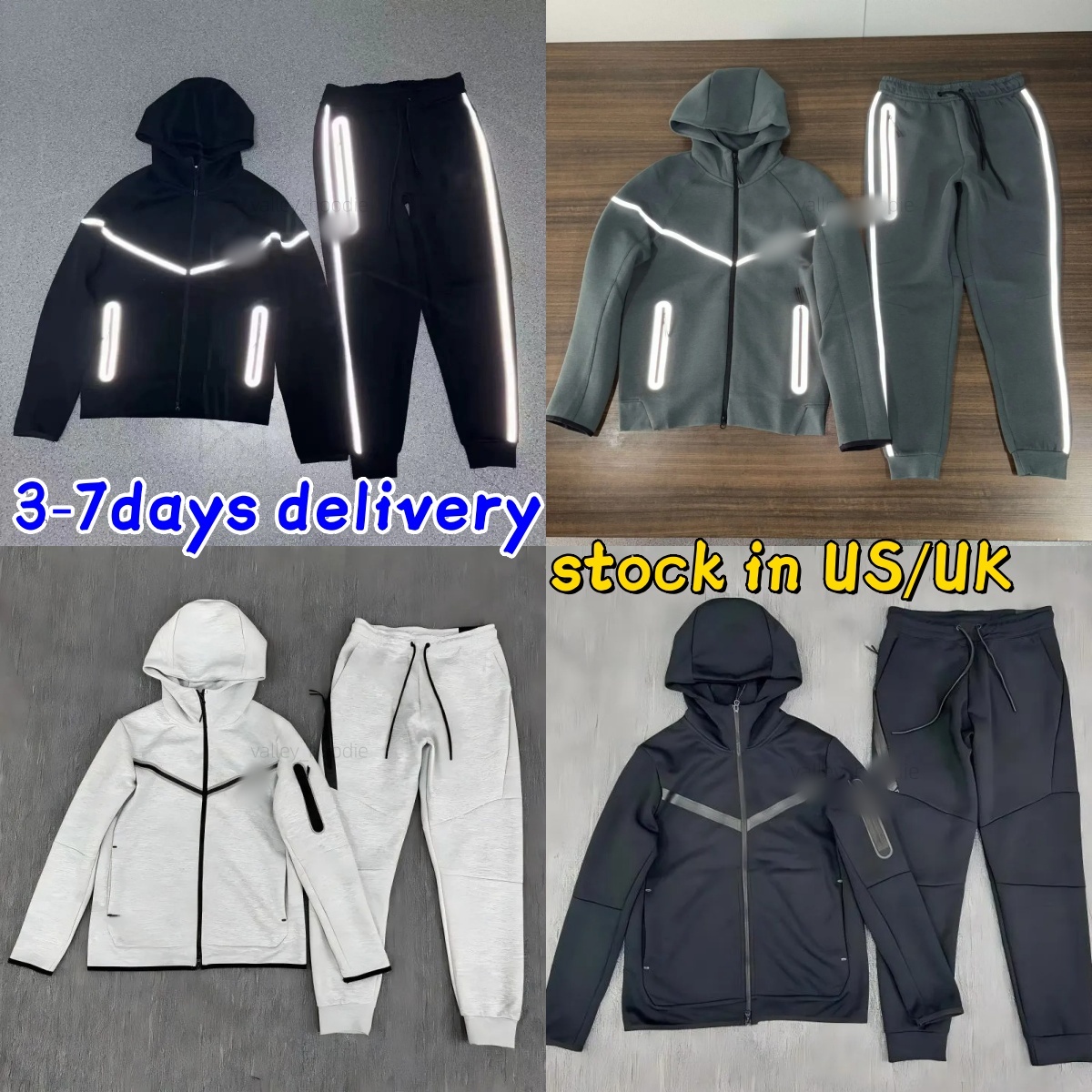 Tech Fleece Mens Womens Zipper Hoodie And Jogger Pants Tracksuit Sets Unisex Pure Cotton Thick Windproof Casual Sports Outdoor Track Suits
