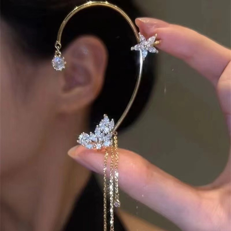 2026 New Flower Tassel Hook perfume Inlaid With Rhinestones Cuff Super Fairy Elegant Ear Diamond Earrings Jewellery cologne Designer For Women X1