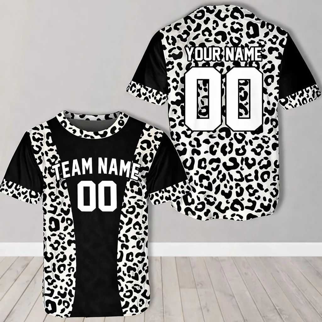Print Custom Leopard Men's T-Shirts Baseball Men Women Round Neck Team Name Number Sports Shirt Personzed Uniform Top Gift Custom TeeW261017