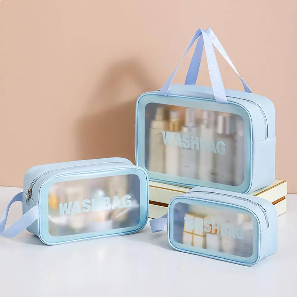 DryWet Separation Double Transparent PU Makeup Bag Portable Washing Cosmetic Storage Travel Fitness Swimming Essentials 261009