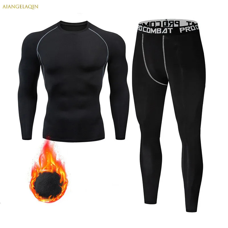 12Pcs Winter Warm Men Underwear Set Fleece Thermal Undershirts Long Johns Compression Tights Fitness Sports Tracksuit 261012
