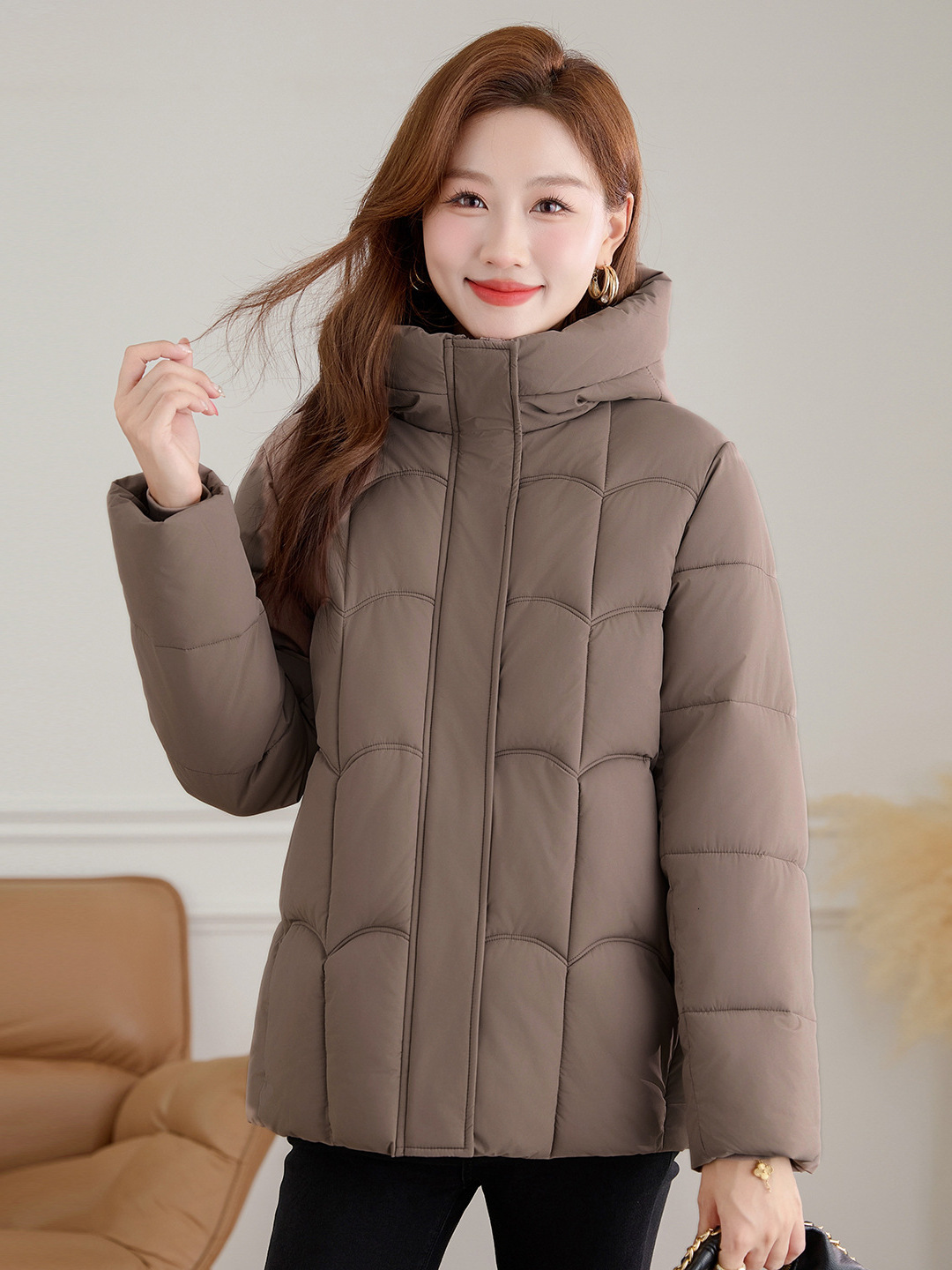 Women Short Winter Coat For Middle Aged And Elderly Ladies Loose Warm New Style Trendy Cotton Jacket Comfortable Casual Daily Outfit For Moms