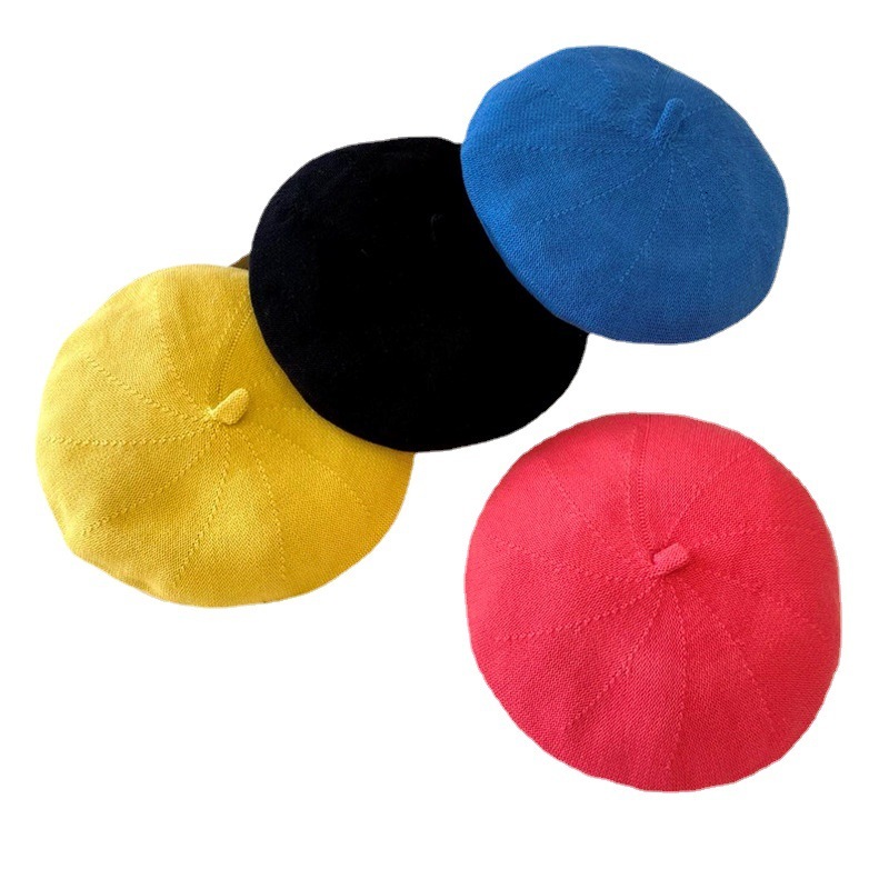 Spring summer Japanese style sweet and cute thin breathable knitted octagonal painter's hat for women vintage beret
