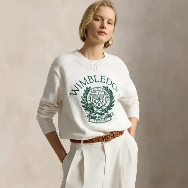 Women 2026 New Fall Winter Knitted Top Elegant Contrast Color Embroidery Graphic Crew Neck Sweater Stylish Long Sleeve Knit Pullover for Daily Wear