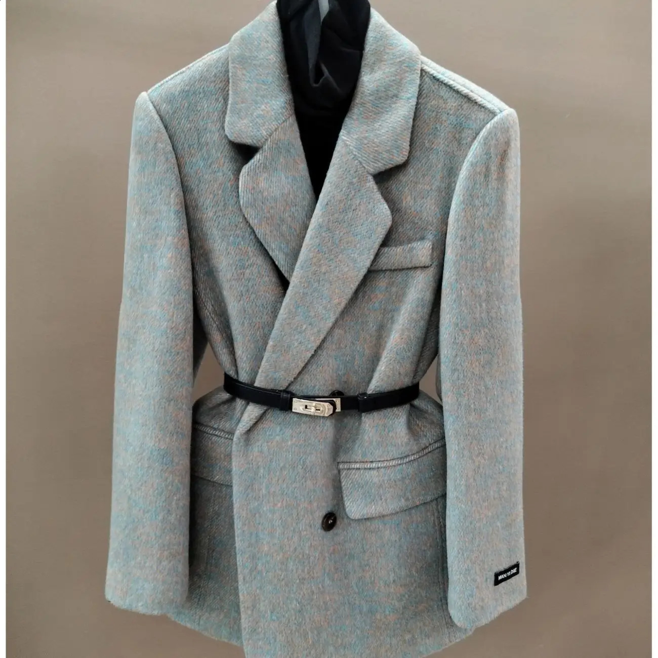 Plus Size 4XL High Quality Coffee colored Suit Jacket For Women Spring Outwear Fashion Simple Wool Coat Autumn Blazer With Belt 261017