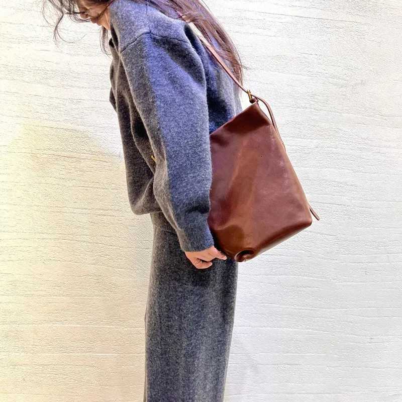 Evening Bags Fashion Women Handbag 100% Genuine Leather cowhide bucket bag lady Casual Tote Female Crossbody Messenger 2026 new bag H261016