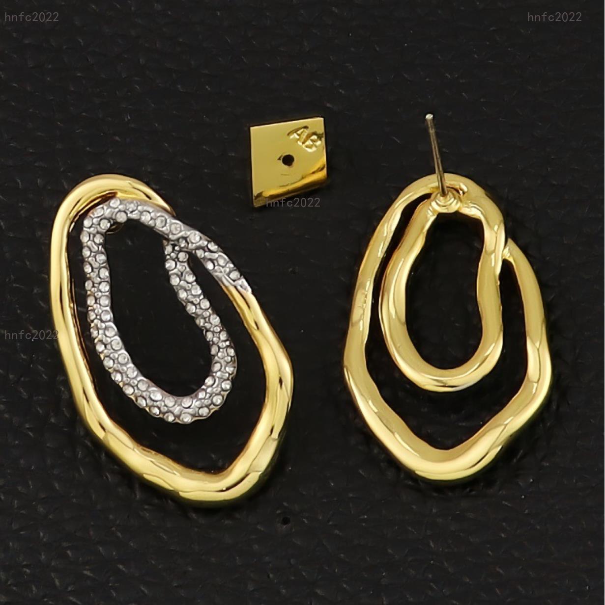 New Designed women luxury earrings Molten Gold Cascade Post full diamonds Ear studs copper plated gold AB luxury Designer Jewelry Cai Internet Celeb