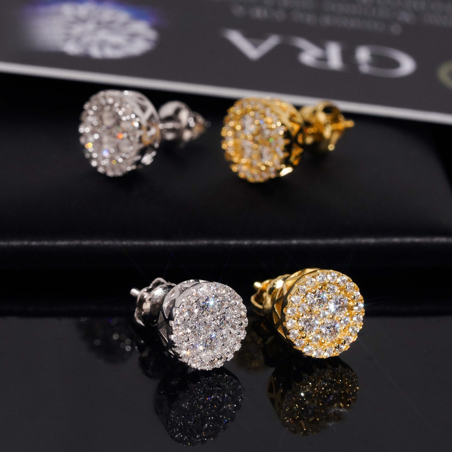 fashion style 9mm hip-hop earrings, S925 silver inlaid with VVS moissanite, simple popular jewelry