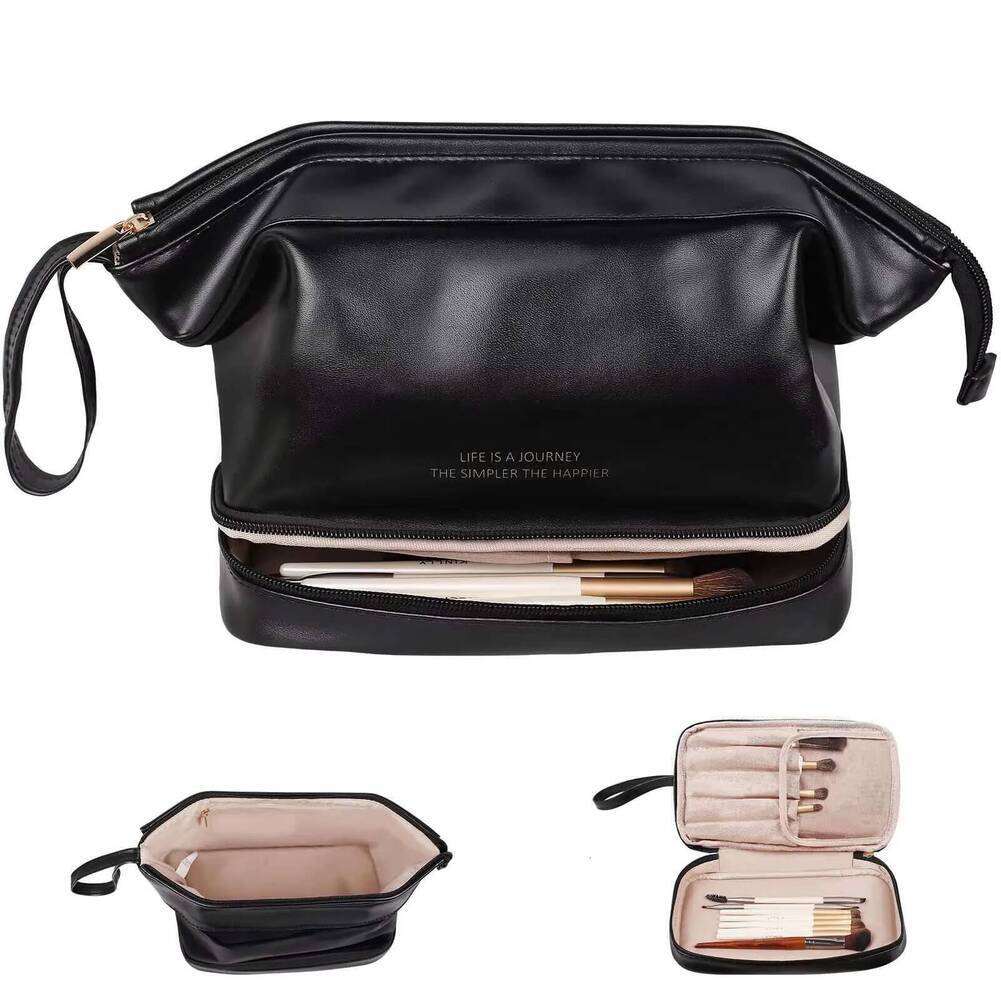 Cosmetic Bag In Stock Cosmetic Pouch PU Leather Makeup Organizer Bag Waterproof beauty pouch Travel Storage Toiletry Bags For Women Makeup T1