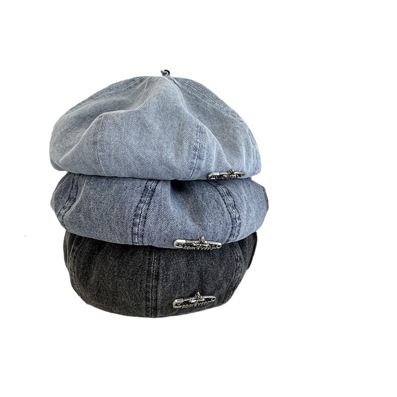 Denim Beret for Women Large Head Circumference Japanese and Korean Ins Style Face Slimming Painter Forward Hat Versatile Newsboy Cap