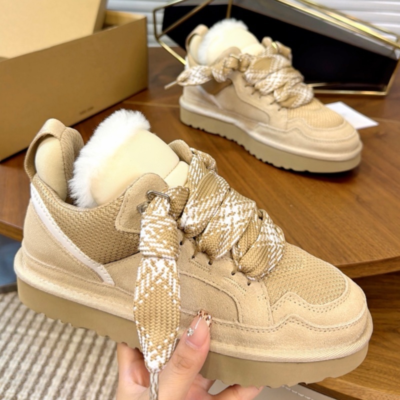 Casual shoes women winter snow shoes warm outdoor ankle boots soft wool slippers plush letter platform shoes fashionable designer shoes classic soli