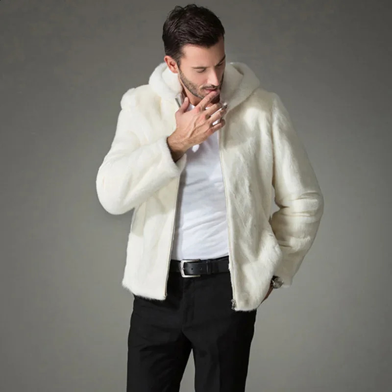 Men's Faux Fur Coat Winter Thicken Jacket Fluffy Long Sleeve Warm Outerwear y Bontjas Hooded Plush Coats 2026 261012