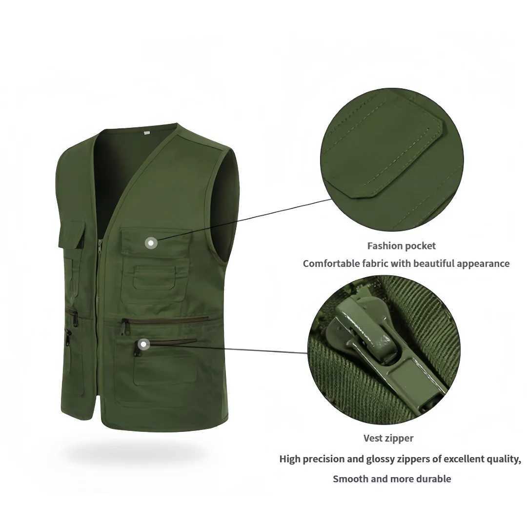 Breathable Lightweight Men's Photographer Vests Vest Multi Zipper Pockets Outdoor Work Gilet Fishing Hiking Travel WaistcoatW261017